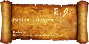 Radics Julietta névjegykártya